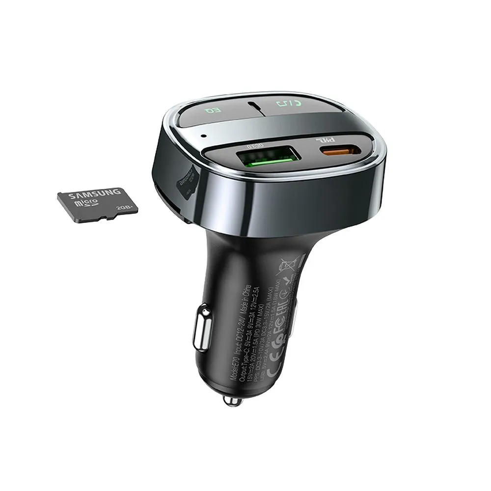 Трансмитер Hoco E70 с двойно USB,Type C, MP3 плеър FM ,Bluetooth 3 Трансмитер Hoco E70 с двойно USB,Type C, MP3 плеър FM ,Bluetooth