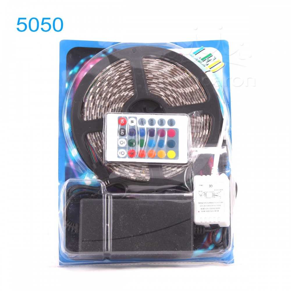 RGB лента LED 5 метра, диод 5050, с дистанционно и захранване 3 RGB лента LED 5 метра, диод 5050, с дистанционно и захранване