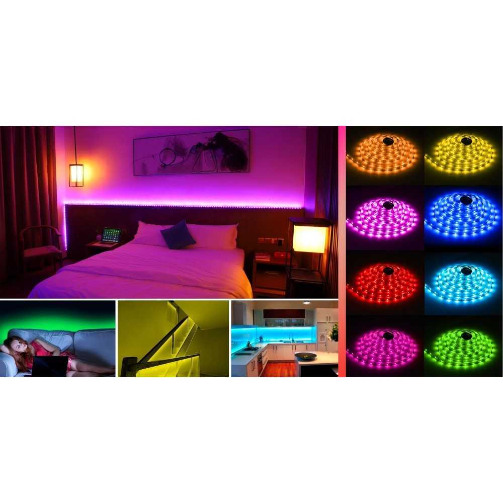 RGB лента LED 5 метра, диод 5050, с дистанционно и захранване 5 RGB лента LED 5 метра, диод 5050, с дистанционно и захранване - Image 3