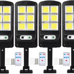 Соларна лампа 1200W LED 4 броя със сензор за движение, стойка и дистанционно