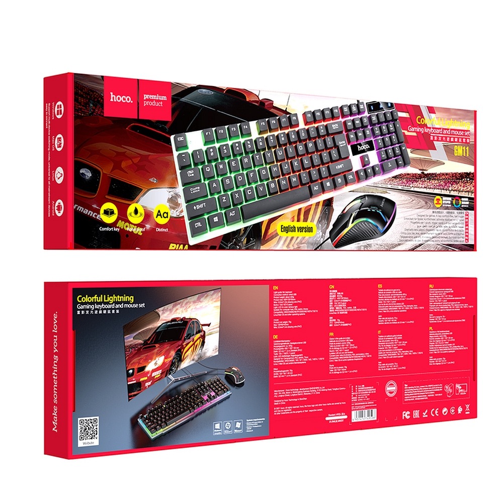 Светеща клавиатура HOCO GM11 Гейминг комплект с мишка , RGB 4 Светеща клавиатура HOCO GM11 Гейминг комплект с мишка , RGB - Image 2