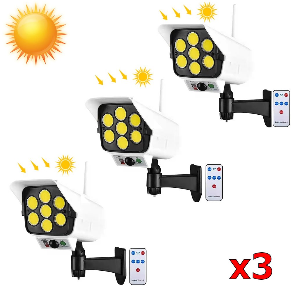 Соларна Лампа Камера 3 броя с дистанционно 180W Мощност 77LED 3 Соларна Лампа Камера 3 броя с дистанционно 180W Мощност 77LED