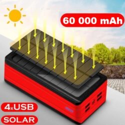 Соларна батерия 60000 mAh UKC, 4 USB с 3 адаптера power bank